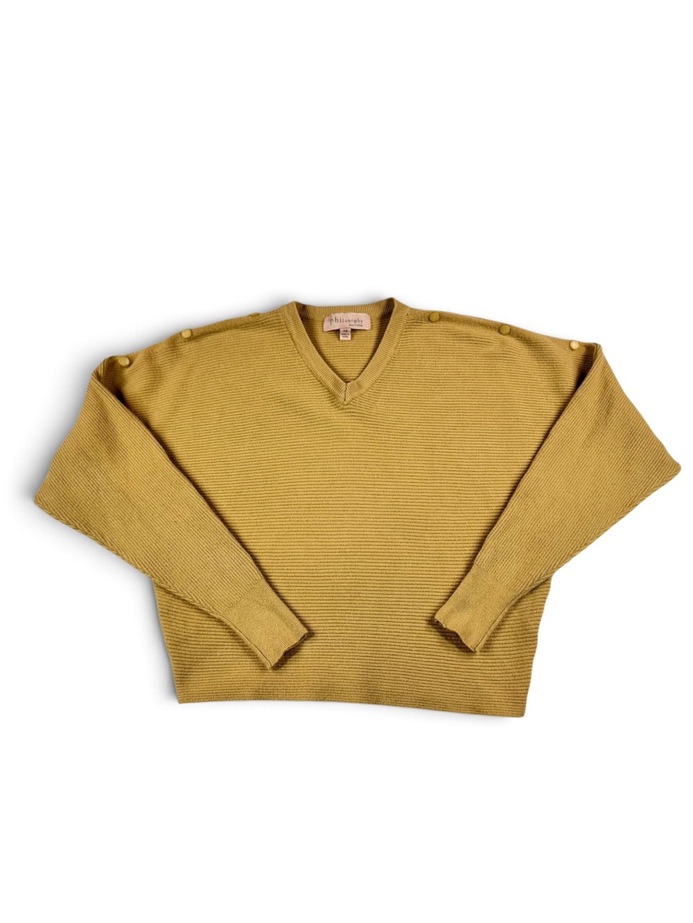 Philosophy Women's V-Neck Button-Shoulder Sweater in Mustard - XS